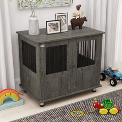 Kozy Dog Crate Table for Medium and Large Dogs with Magnetic Door for Indoor Use, 85 x 55 x 75 cm, Grey