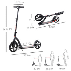Kozy Foldable Kick Scooter with Double Shock Absorption and Big Wheels, Height Adjustable Aluminium Frame Big Wheel Scooter for 14+ Teens Adult - Black