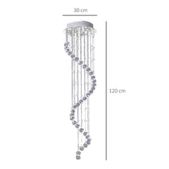 Kozy Modern Crystal Chandelier Ceiling Light Pendant Lamp Chrome Finish Glass Droplets New, Ф30 x 120cm