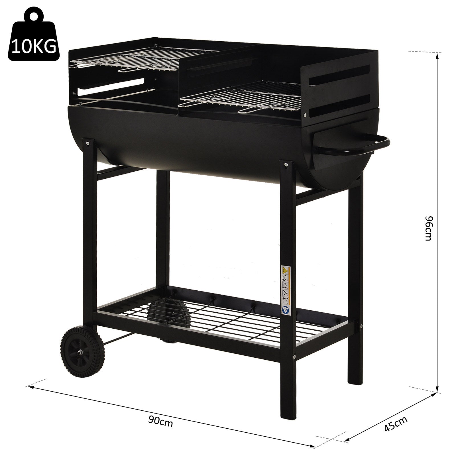 Kozy Steel 2-Grill Charcoal BBQ w/ Wheels Black