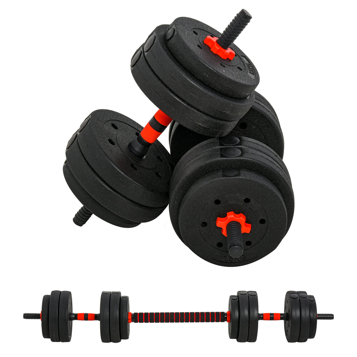 Kozy 25kg 2 IN 1 Adjustable Dumbbells Weight Set, Dumbbell Hand Weight Barbell for Body Fitness, Lifting Training for Home, Office, Gym, Black