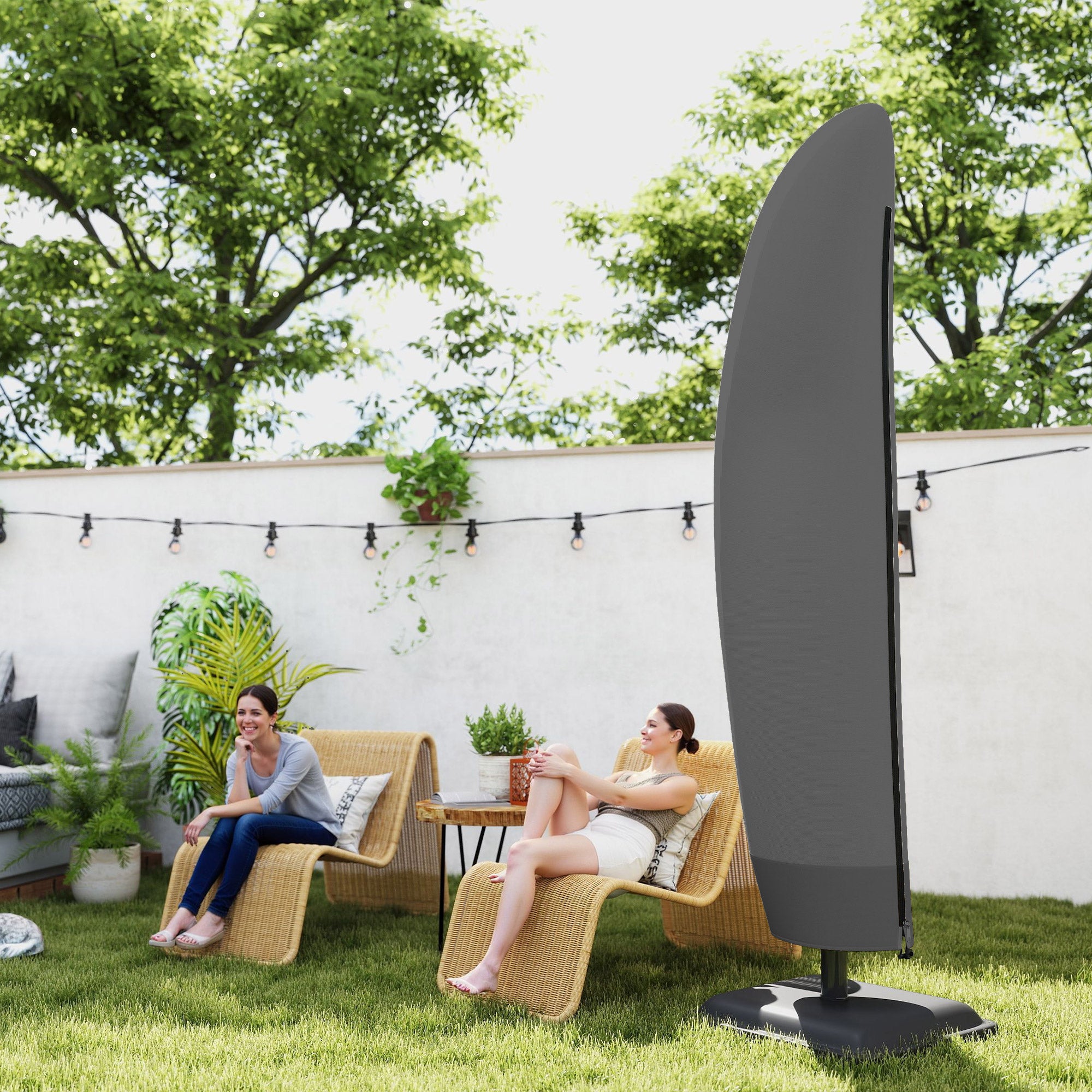 Kozy - Parasol Cover, 600D Oxford Cantilever Umbrella Cover Fit for 2-4m Parasol, Banana Umbrella Protector with Zipper for Outdoor Garden, Patio, Black