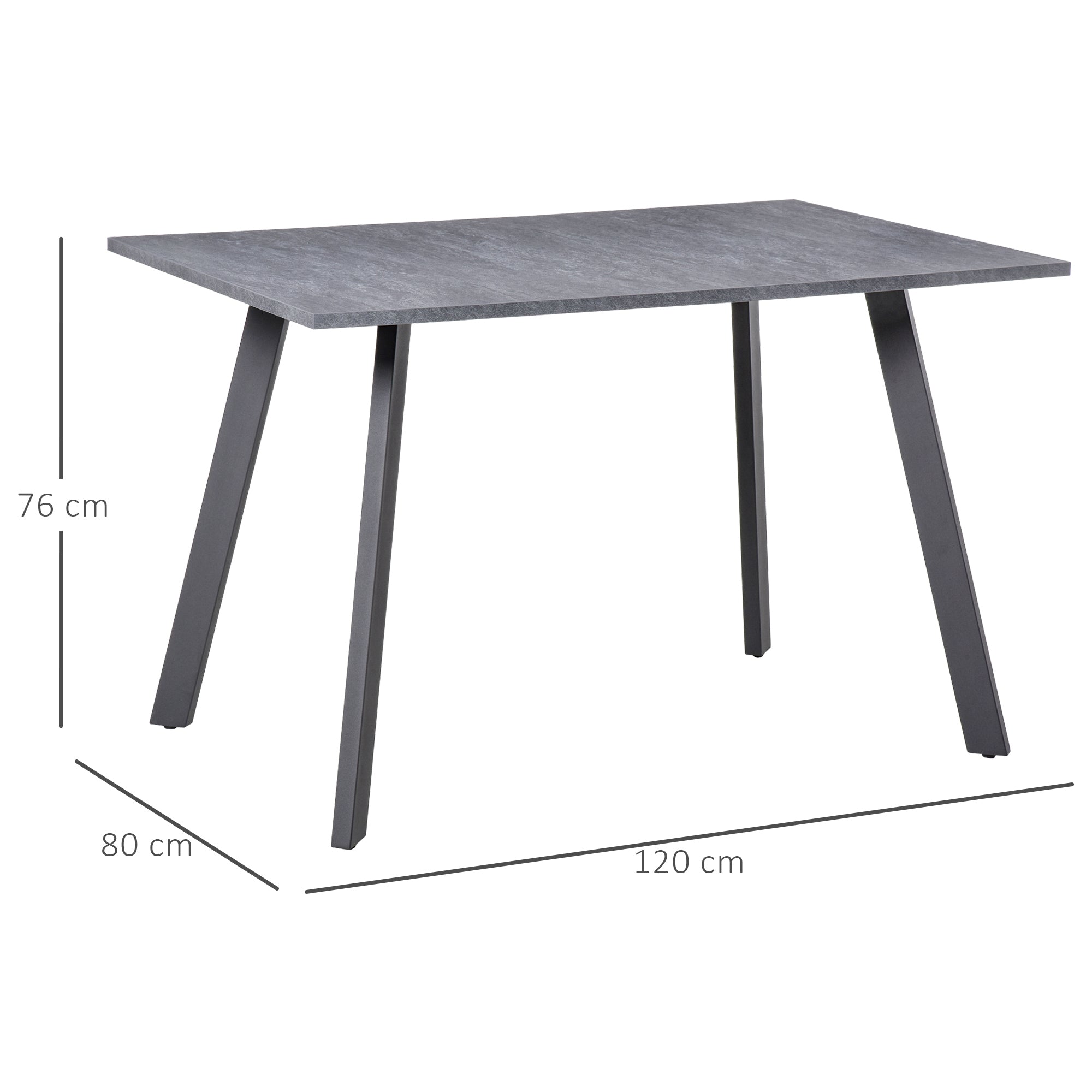Kozy Dining Table, Contemporary Rectangle Kitchen Table with Metal Legs and Spacious Tabletop for Dining Room, Living Room, Dark Grey