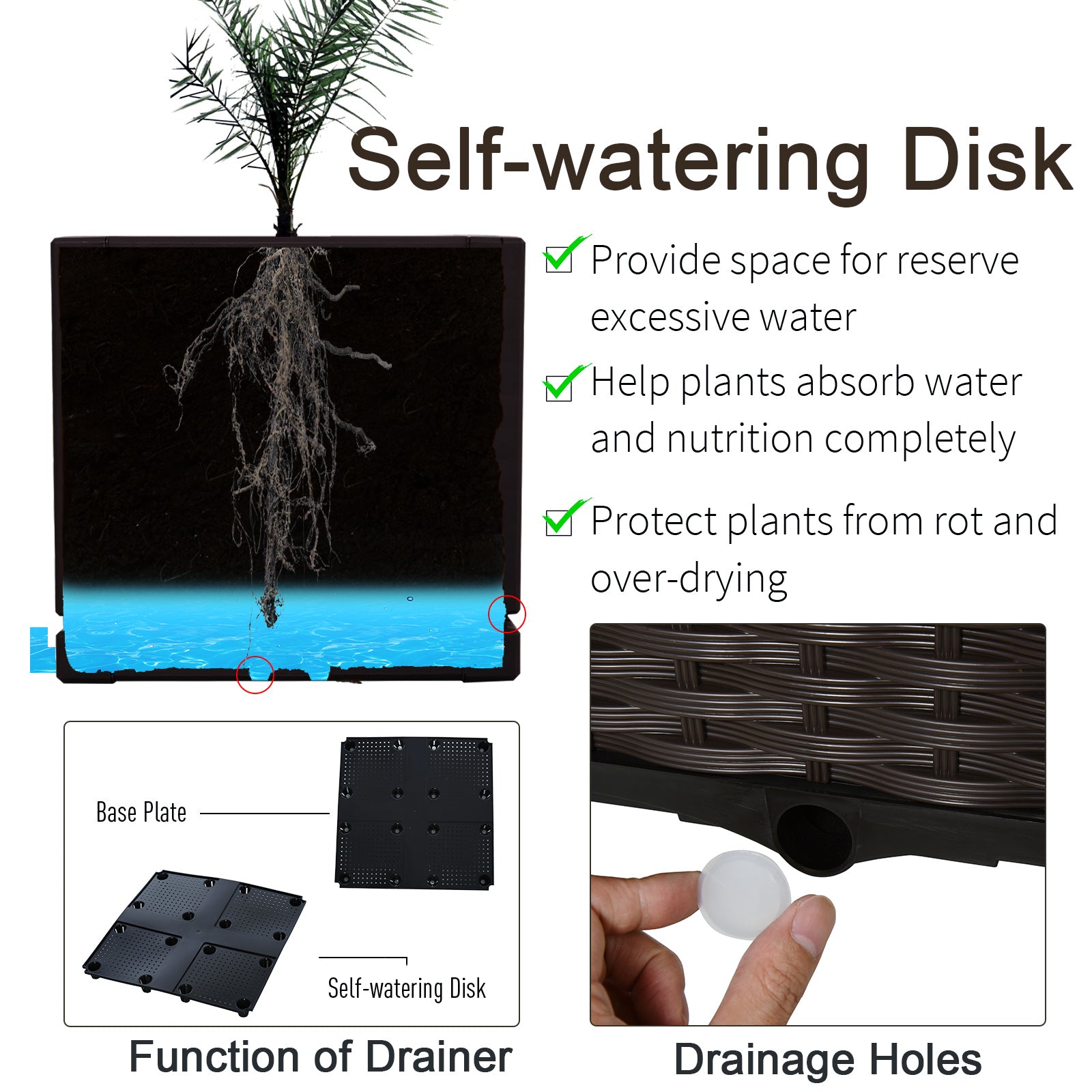 Kozy 26L Garden Raised Bed Elevated Patio Flower Plant Planter Box PP Vegetables Planting Container, Brown