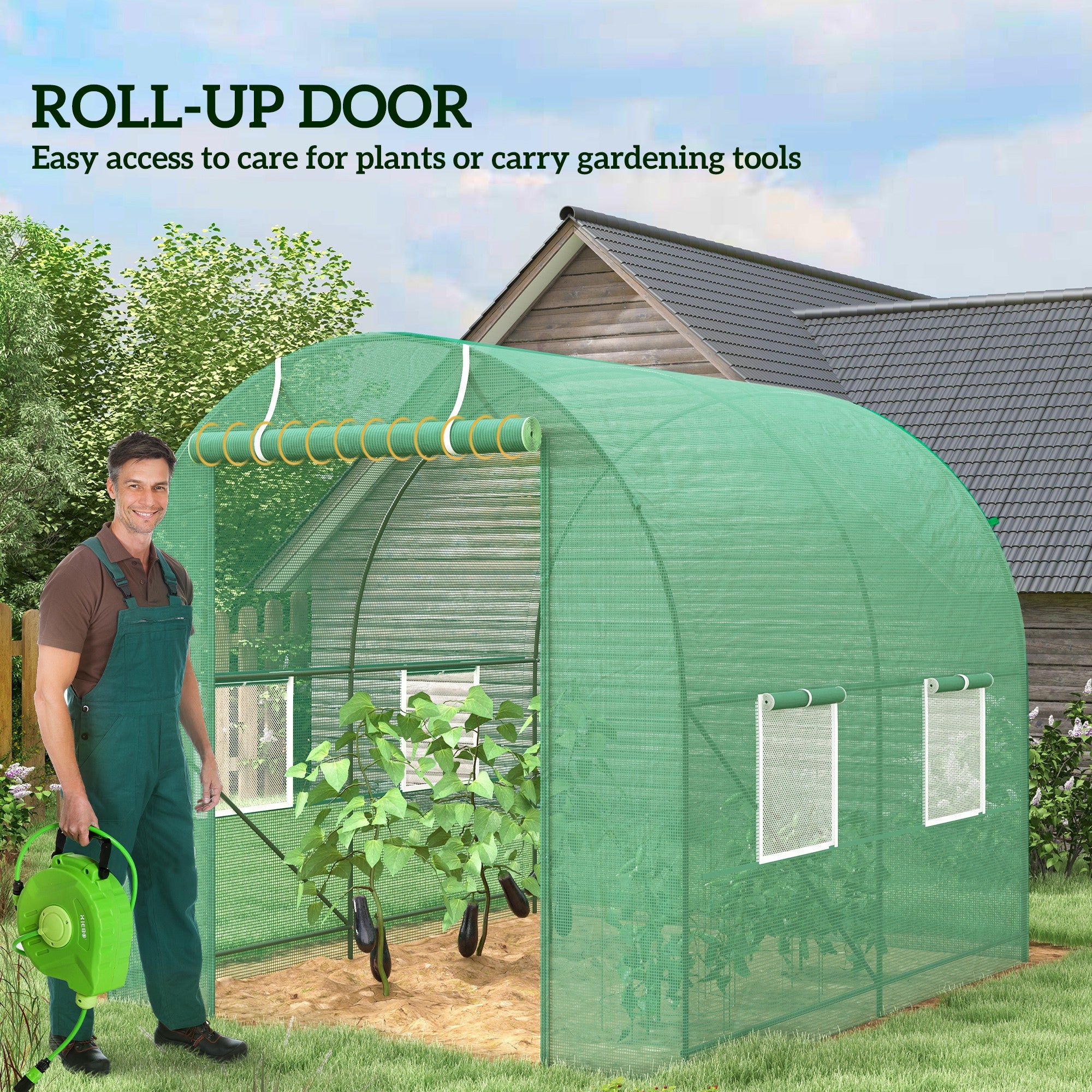 Kozy 245 x 200cm Polytunnel Greenhouse - Green