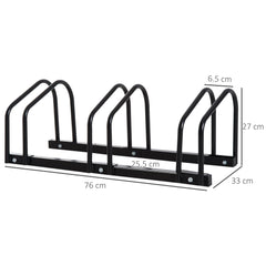 HOMCOM Bike Stand for Parking, Floor or Wall Mount Bicycle Storage Locking Stand, 76L x 33W x 27H, Black | Aosom UK