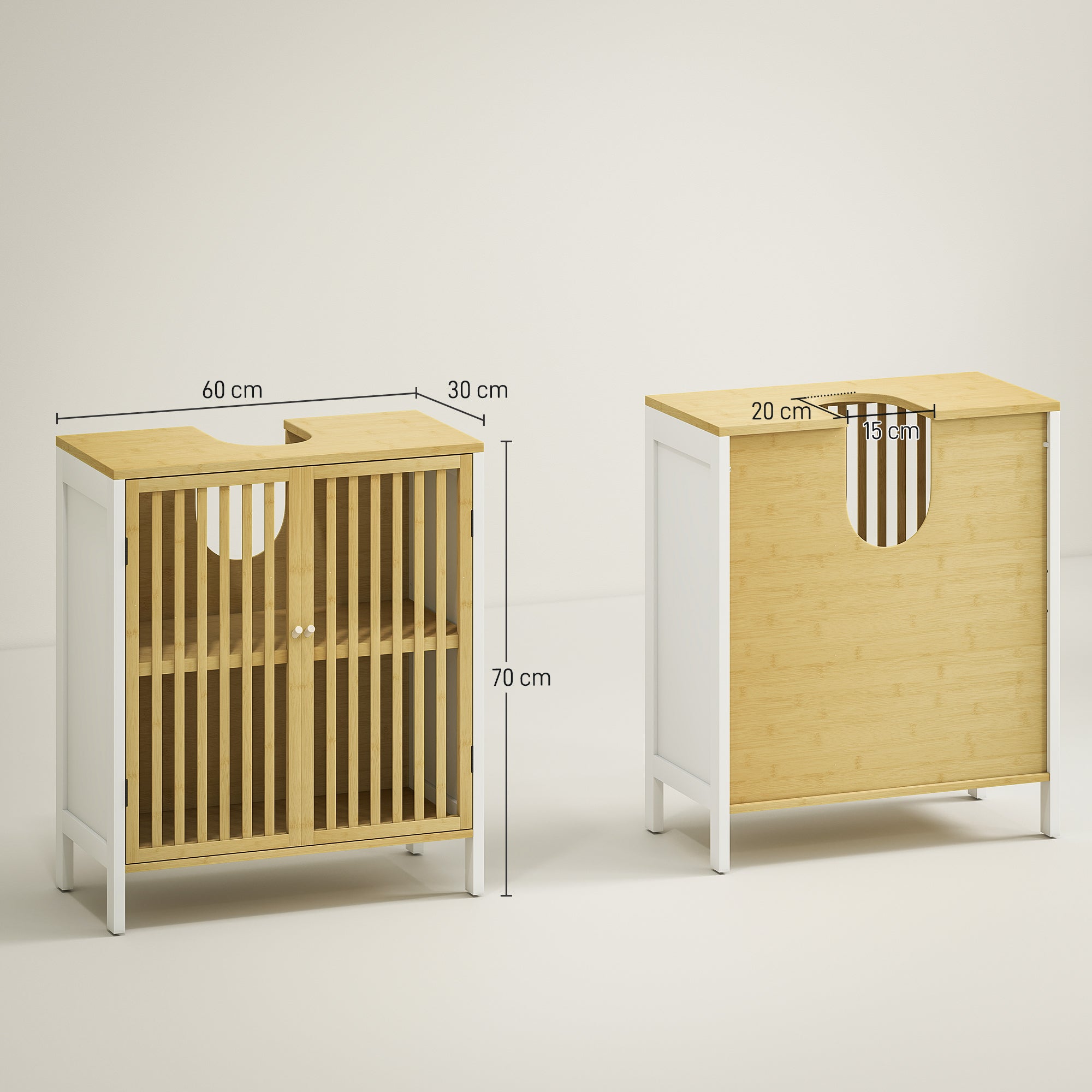 Bamboo-Blend Retro Cut-Out Under Sink Cabinet