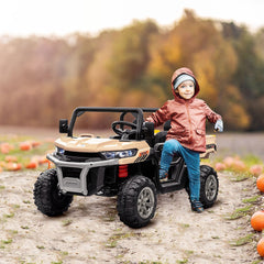 HOMCOM 12V Two-Seater Kids Electric Ride-On Car, with Electric Bucket, Remote Control - Yellow