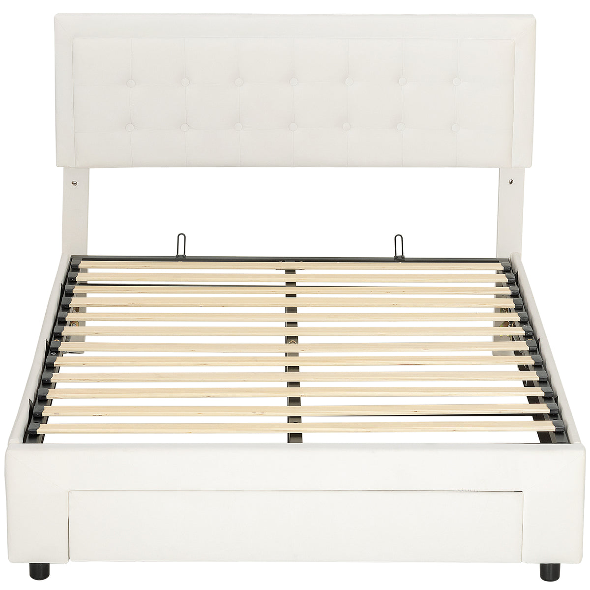 Kozy - Double Ottoman Bed Frame, with Front Drawer - Cream