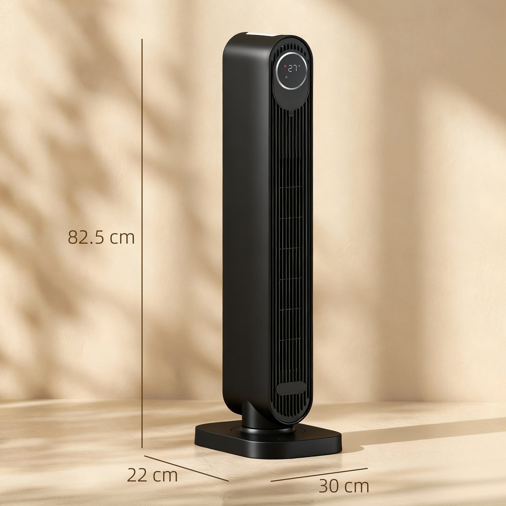 Kozy - 2000W Ceramic Electric Heater with Fan, Timer, Oscillation - Black