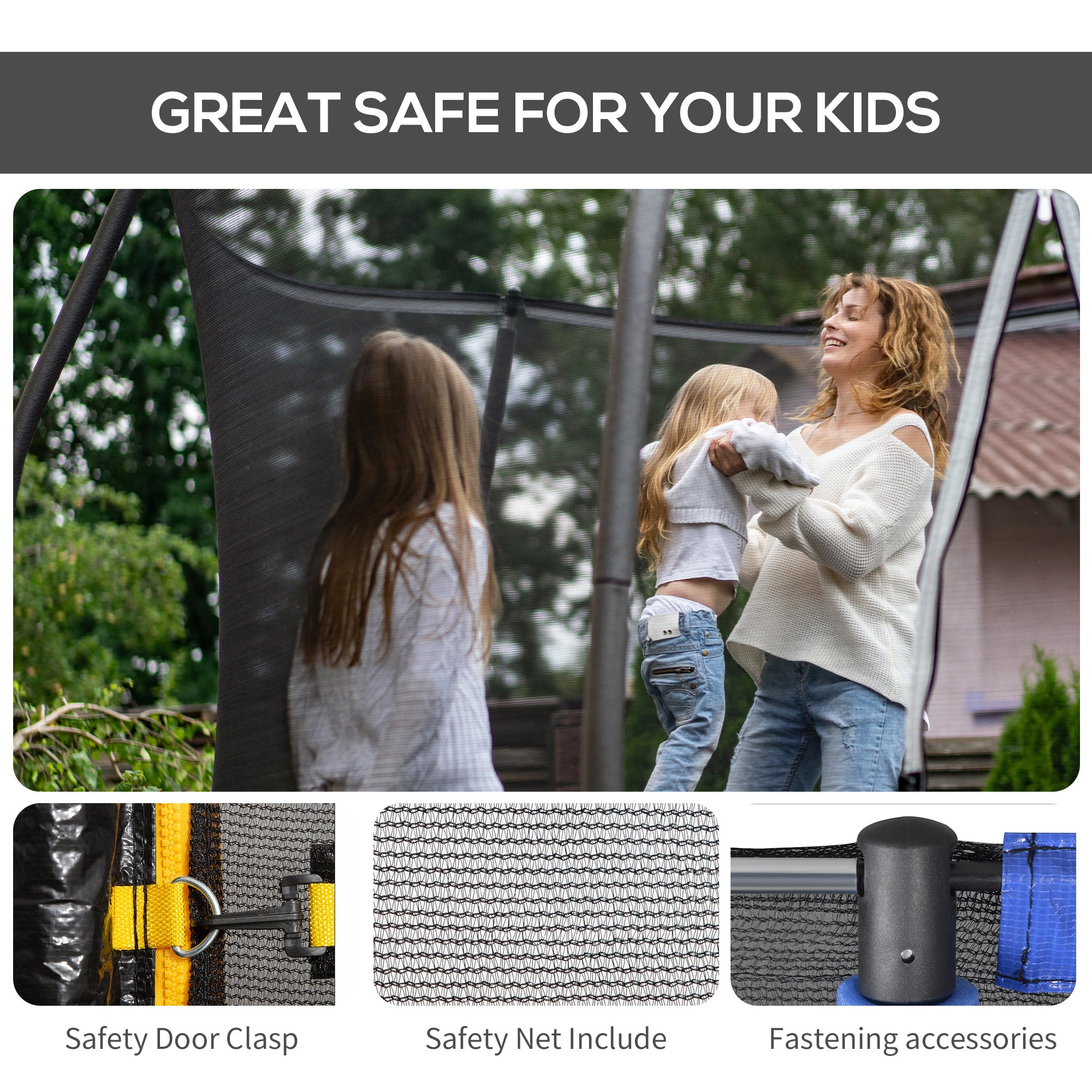 Kozy  8ft Trampoline Replacement Net, Black