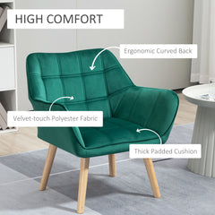 HOMCOM Armchair Accent Chair, Vanity Chair with Wide Arms, Slanted Back, Padding, Wooden Legs, Home Furniture Seating, Set of 2 | Aosom UK
