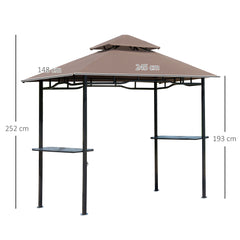 Kozy 2.5x1.5m (8'x5') Grill Gazebo Canopy, Double Tiered Outdoor BBQ Gazebo Shelter with 2 Side Shelves for Garden, Patio, Barbecue, Picnic, Coffee