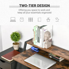 Kozy Writing Desk Computer Table Home Office PC Laptop Workstation Storage Shelf 84L x 45W cm Rustic Brown