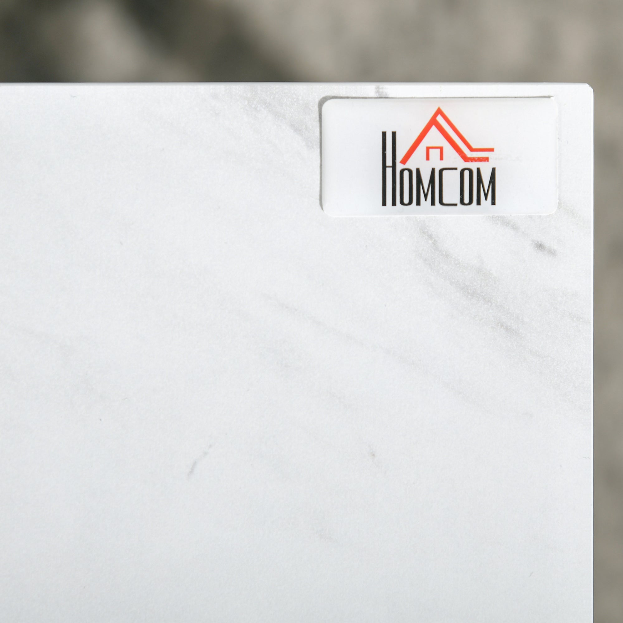 Kozy Modern Coffee Table Set of Two, Marble-Effect Nesting Side Tables with Steel Frame for Living Room, White, Black