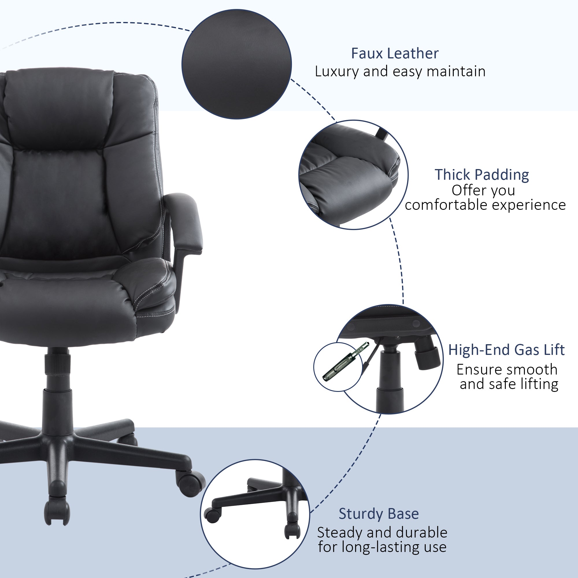 HOMCOM Executive Swivel Office Chair, Mid