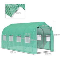 Kozy Polytunnel Greenhouse with Windows and Door, Walk in Greenhouse for Garden, Backyard (4 x 2 M)