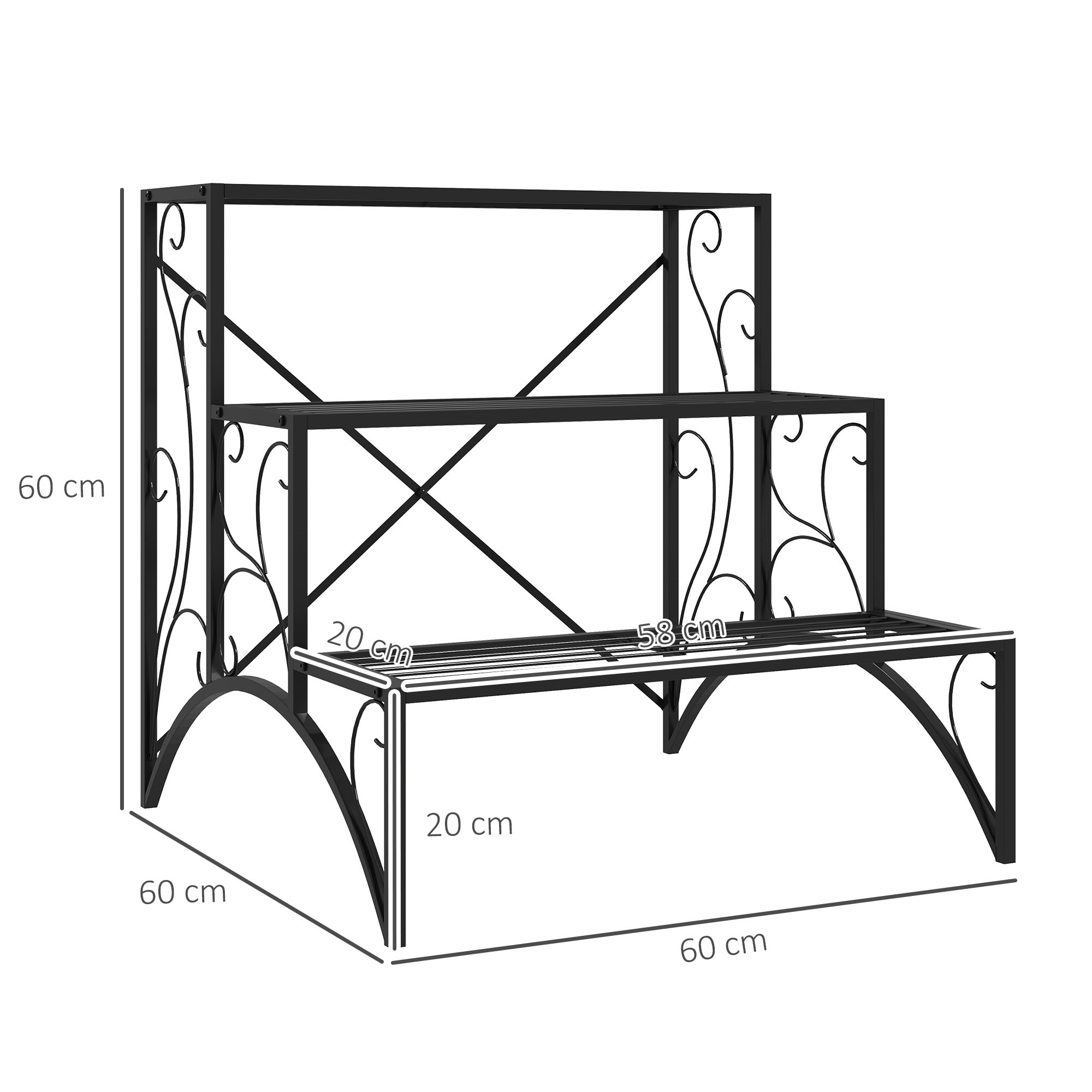 Kozy - Three-Tier Decorative Metal Plant Stand - Black