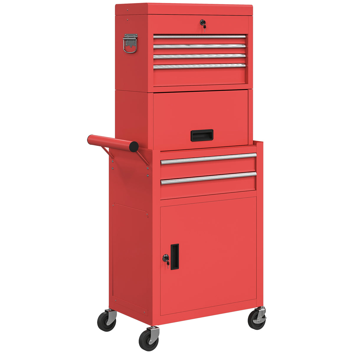 Kozy - Three-Part Steel Locking Tool Chest - Red