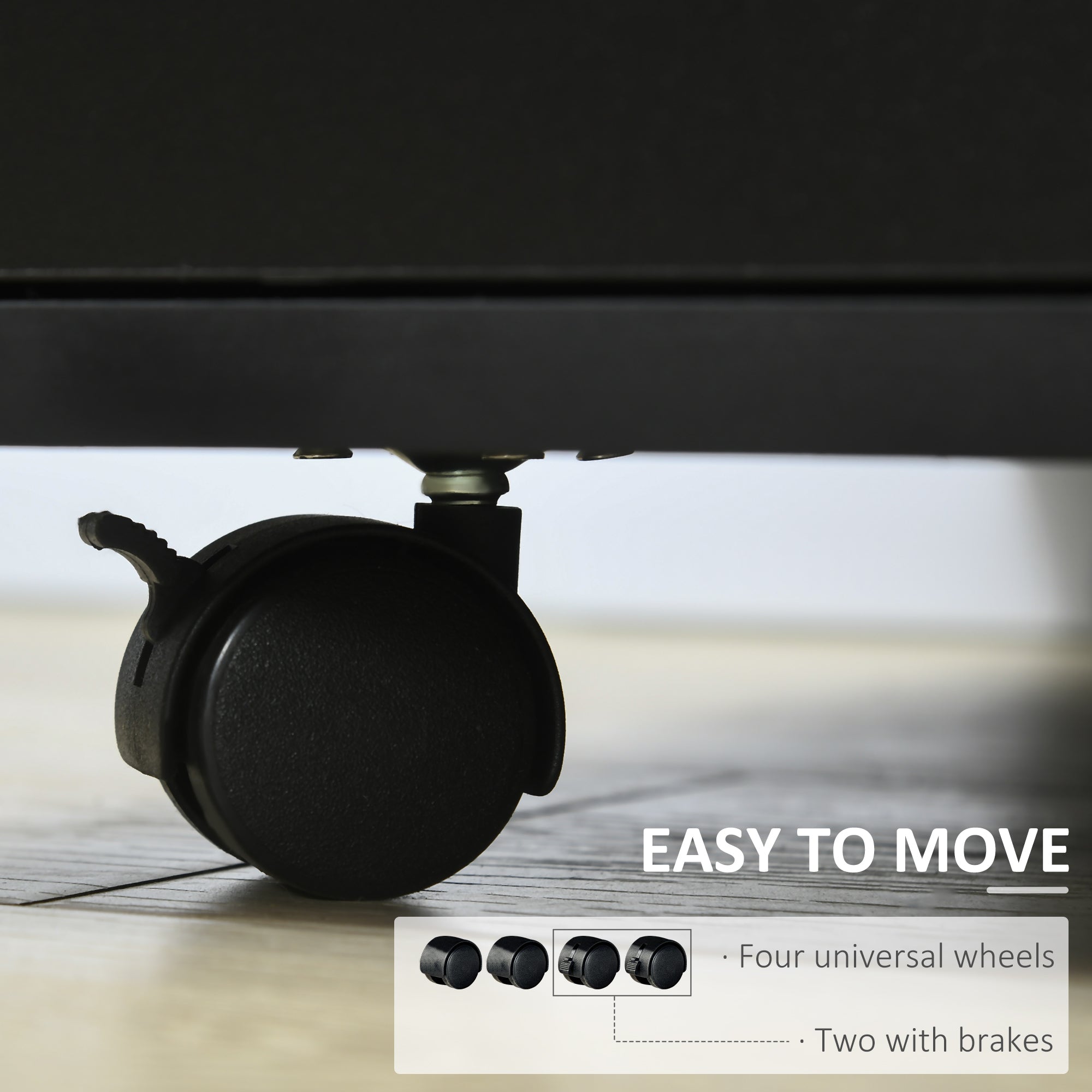 Kozy Multi-Storage Printer Stand Unit Office Desk Side Mobile Storage w/ Wheels Modern Style 60L x 50W x 65.5H cm - Black