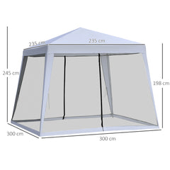 Outsunny 3 x 3 meter Outdoor Garden Gazebo Canopy Tent Sun Shade Event Shelter with Mesh Screen Side Walls Grey