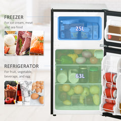 Kozy - 88L Under Counter Fridge Freezer, Small Refrigerator with 5-Setting, 3 Star Freezer Rating, Black