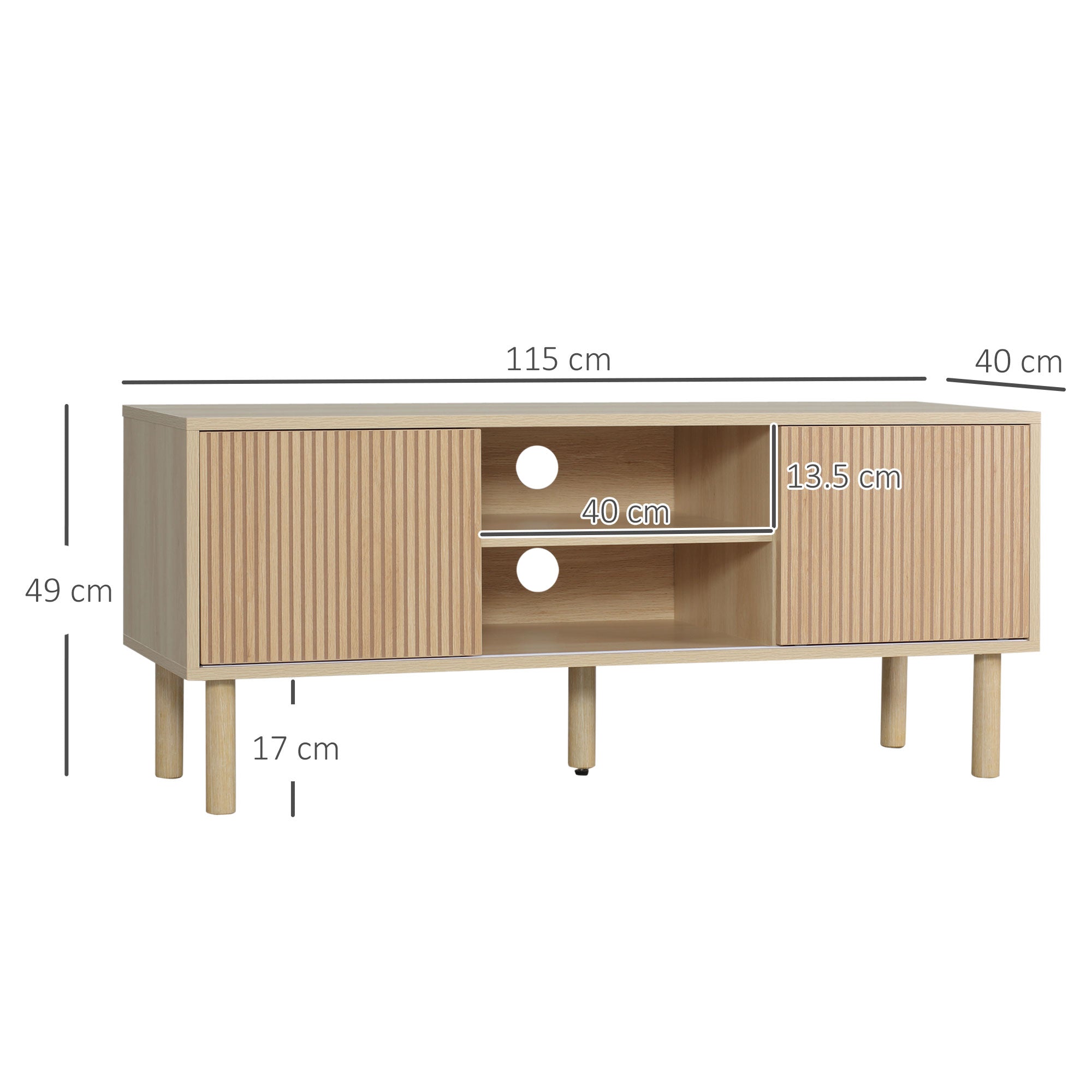 Kozy Sliding Door TV Cabinet Stand - Oak Wood-Effect