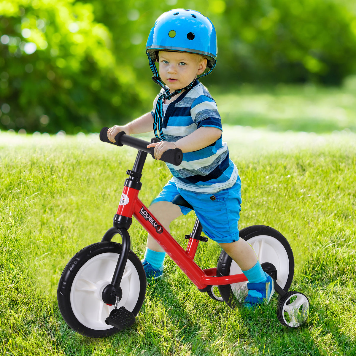 HOMCOM Toddler Balance Bike, Durable PP Material, Removable Stabilisers for Learning, Vibrant Red