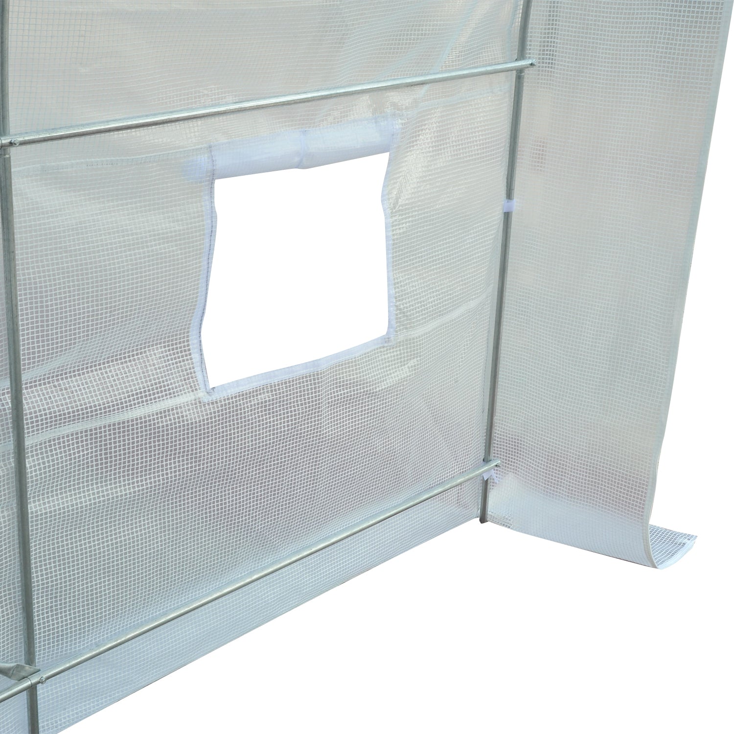 Kozy 2.5 x 2 x 2 m Polytunnel Greenhouse, Walk-in Green House for Garden with Mesh Windows, Galvanised Steel Frame, White