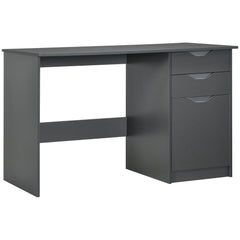HOMCOM High Gloss Computer Desk with Drawers, Modern Writing Workstation with Storage Cabinet, PC Study Table for Home, Office, Study, Grey | Aosom UK