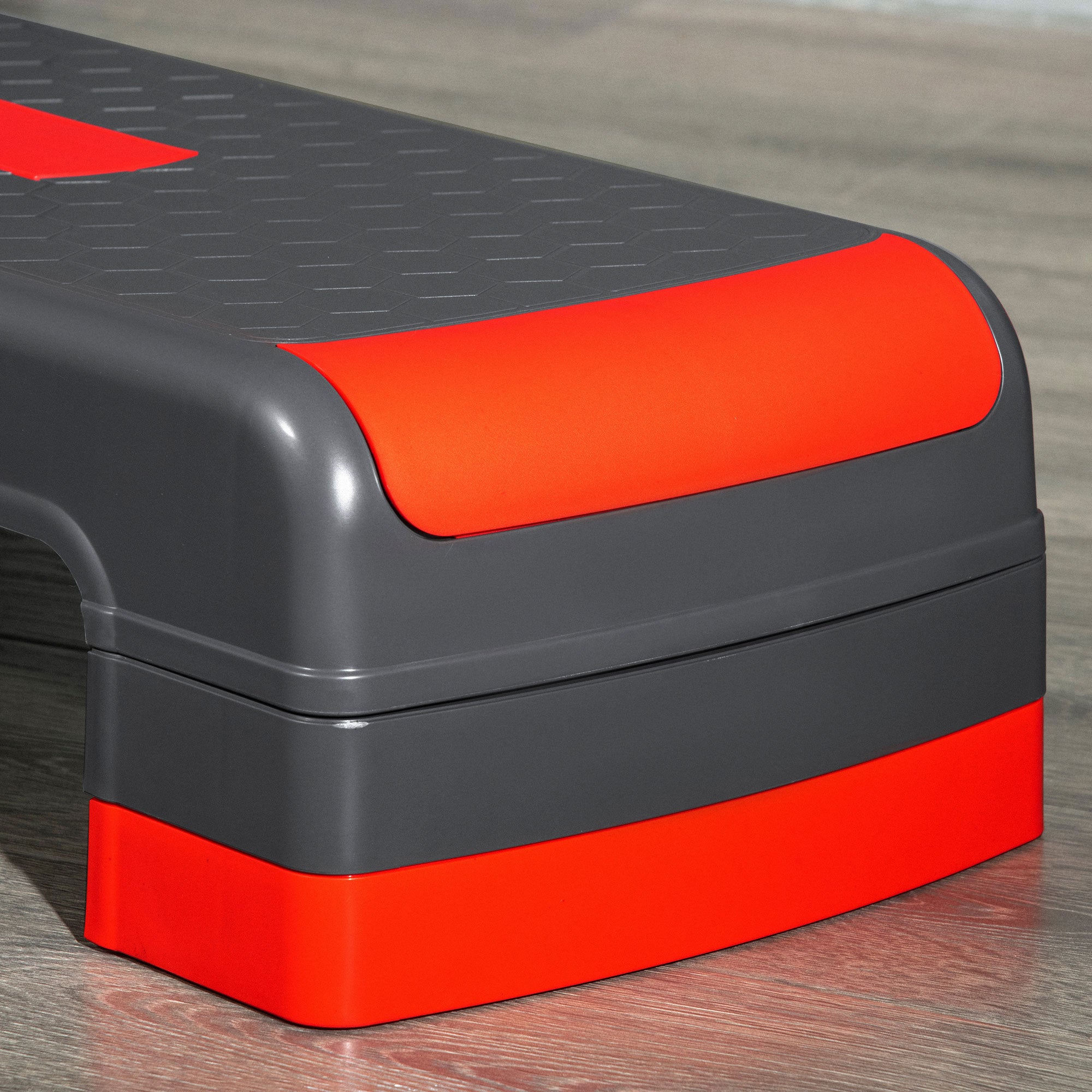 Kozy Aerobic Step, 10cm, 15cm & 20cm Height Adjustable Exercise Stepper for Exercise Workout, Nonslip Step Board Great for Home & Office, Grey and Red