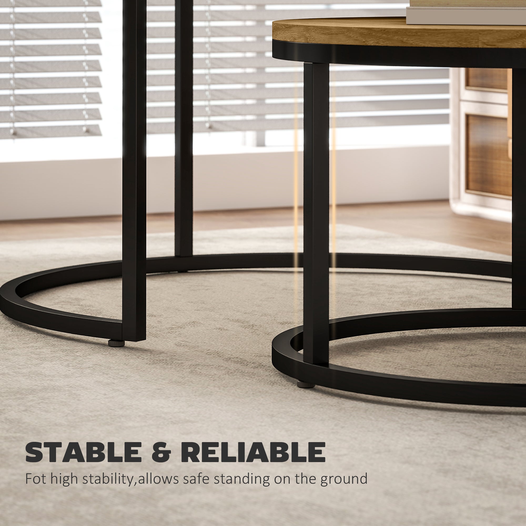 Kozy - Set of Two Wood-Effect Stacking Tables - Brown