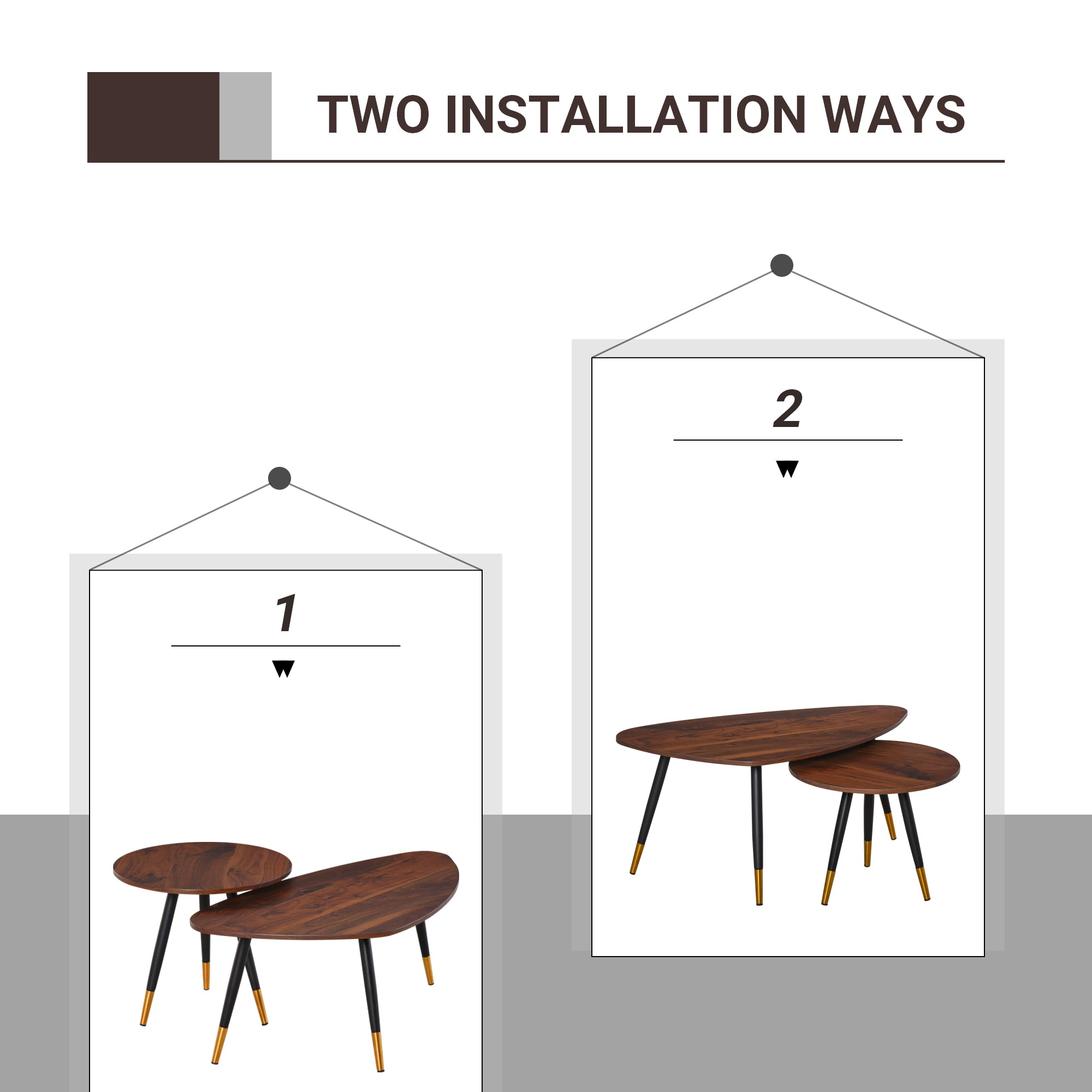 Kozy Set of Two Scandinavian-Style Coffee Tables - Walnut