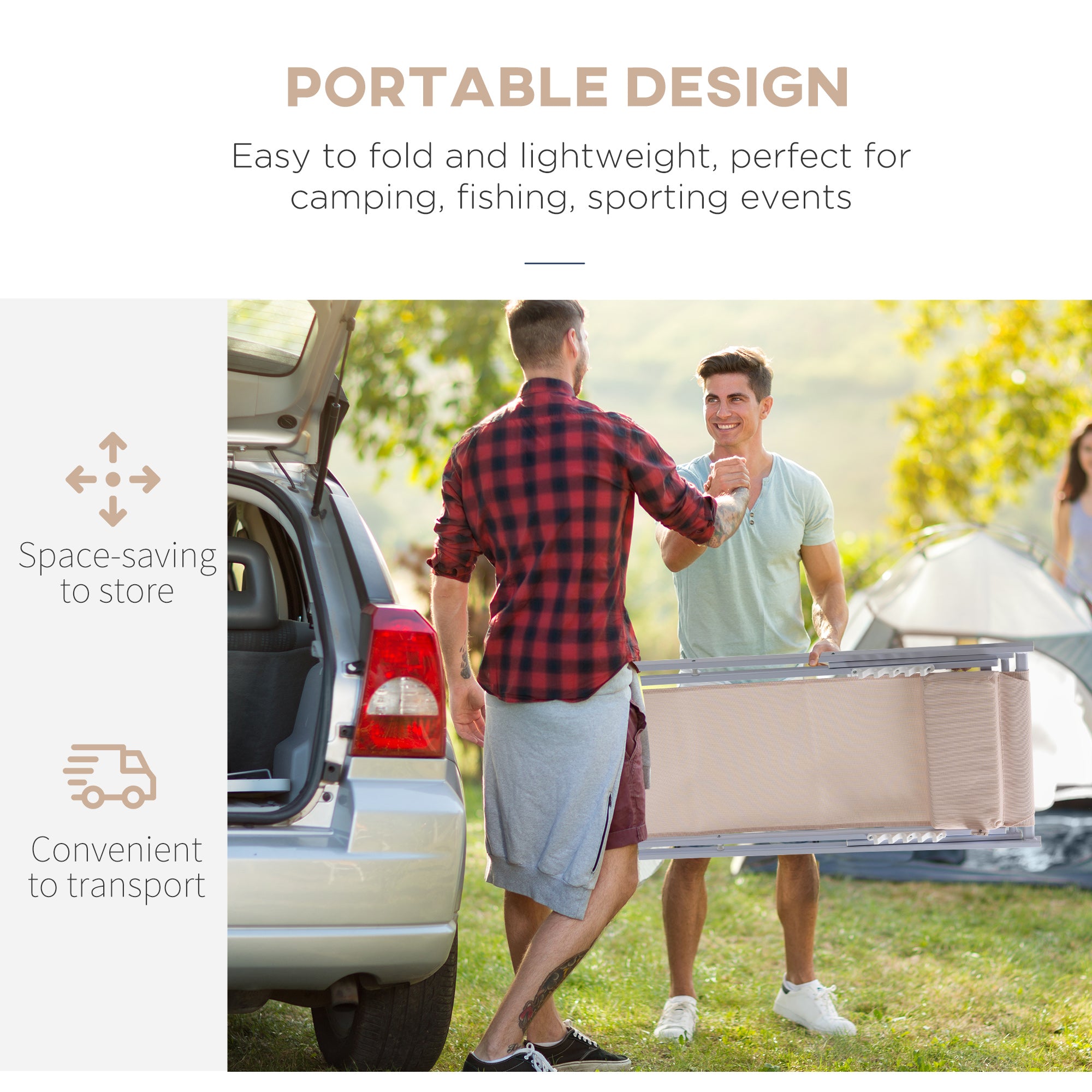 Kozy Set of 2 Folding Garden Beach Aluminium Frame Deck Chairs Deckchairs Seaside Folding Garden Patio Lounger, Beige