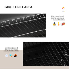 Outsunny Charcoal Grill BBQ Trolley Backyard Garden Smoker Barbecue w/ Shelf Side Table Wheels Built