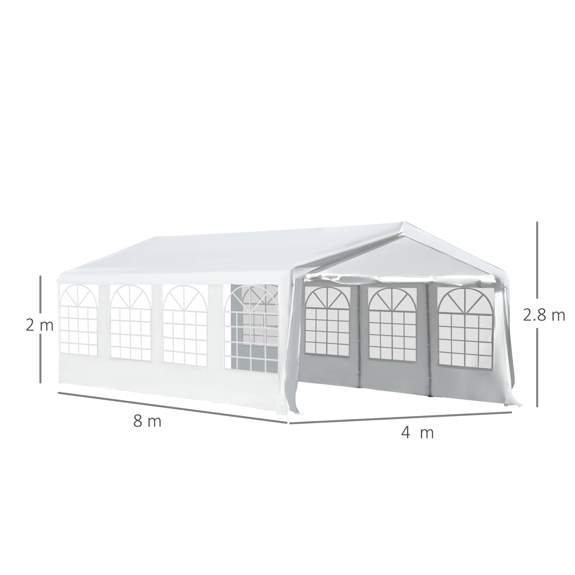 Outsunny Large Garden Gazebo, 8m x 4m, Marquee Party Tent, Portable Carport, Event Shelter, Heavy Duty Steel, White