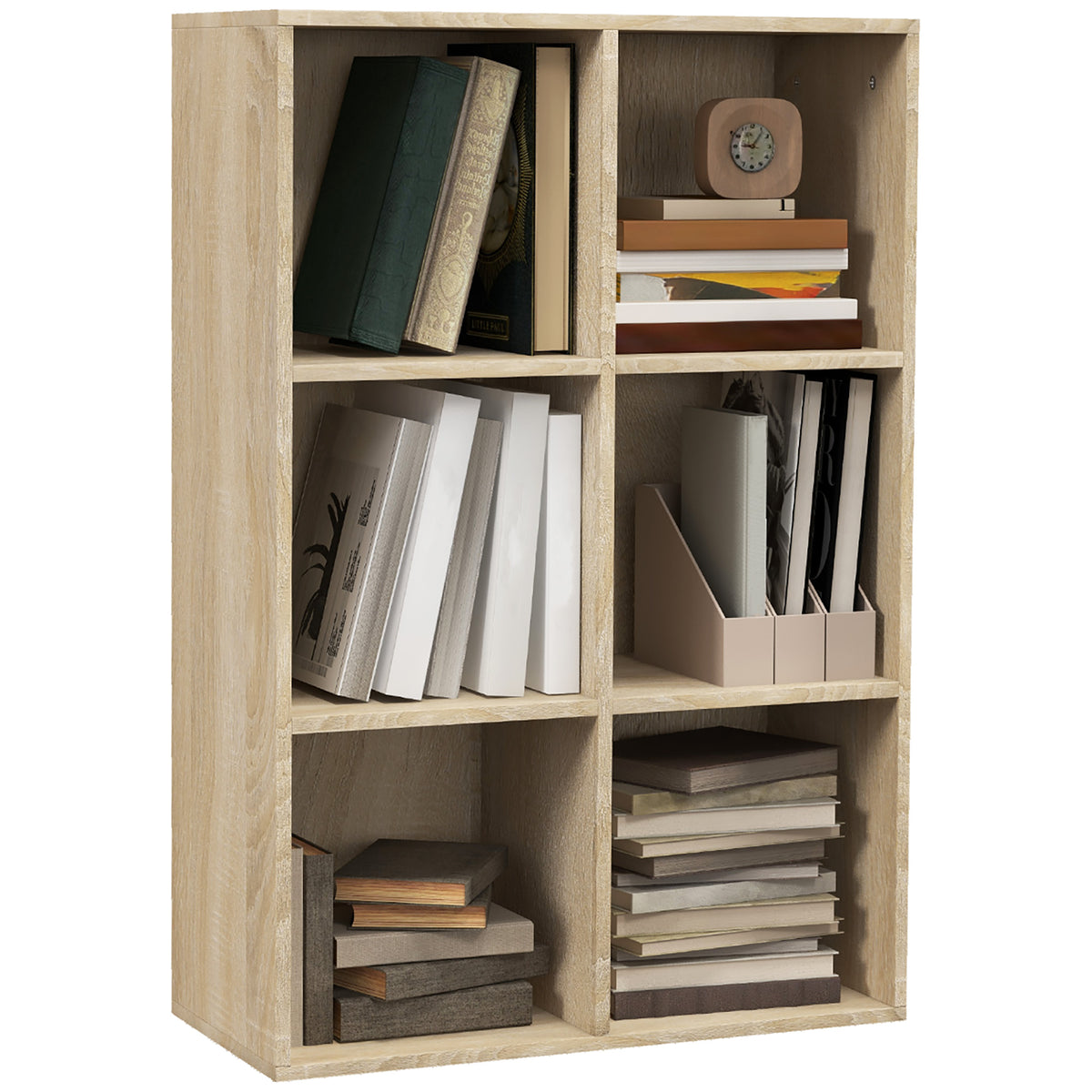 Kozy Six-Cube Bookcase - Oak Wood Effect