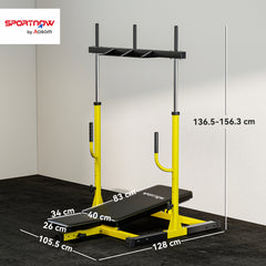 Kozy Vertical Leg Press Machine with Adjustable Leg, Back and Head Positions, 2" Olympic Plate Compatible, Yellow