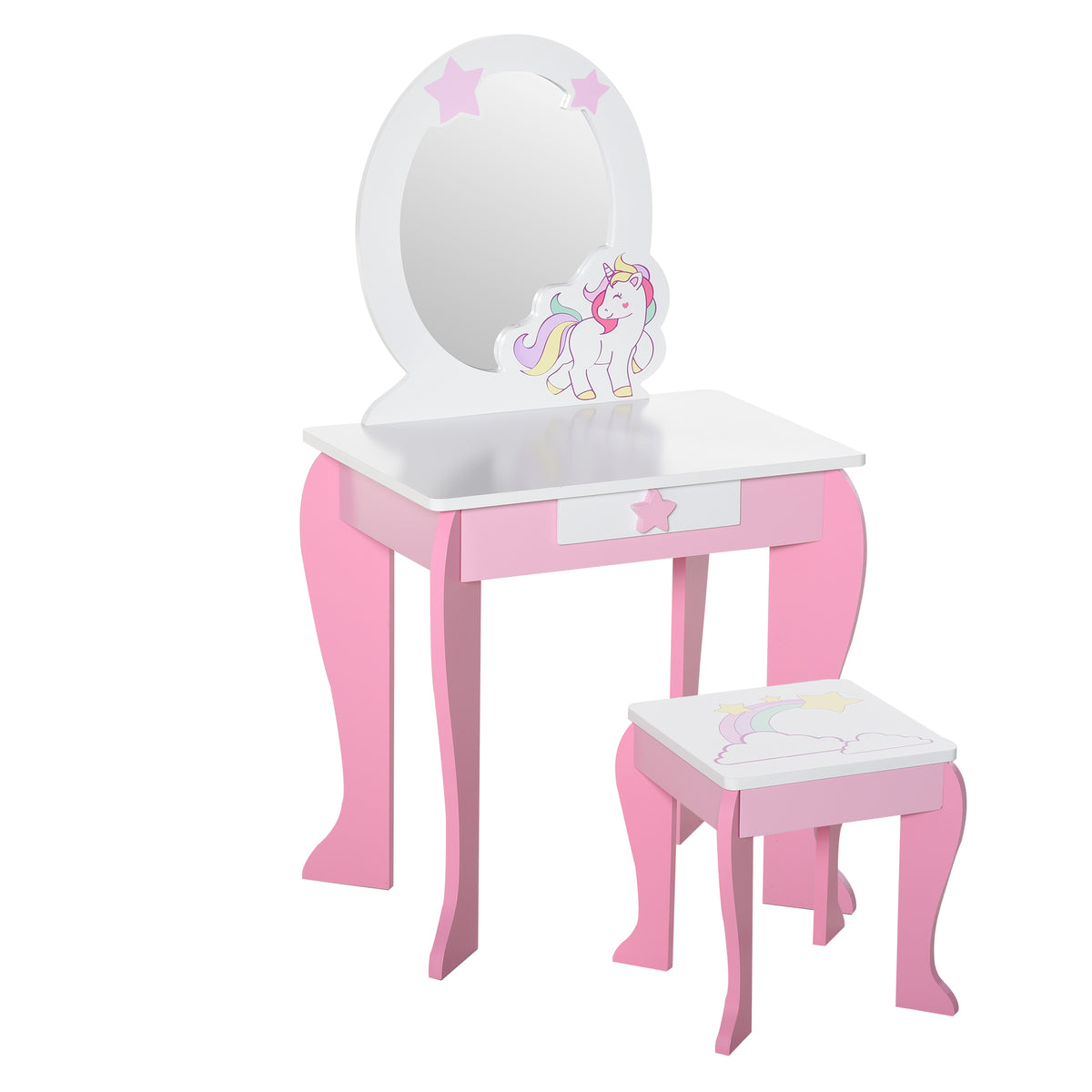 Kozy Kids Dressing Table with Mirror, Stool, Pink
