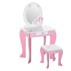 Kozy Kids Dressing Table with Mirror, Stool, Pink