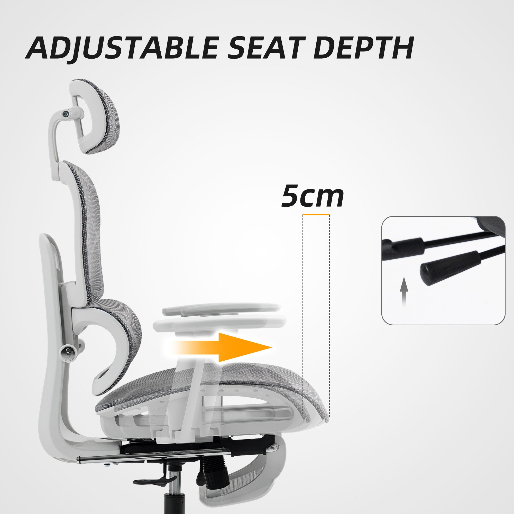 Kozy - Multi-Adjustable Mesh Office Chair - Grey and White