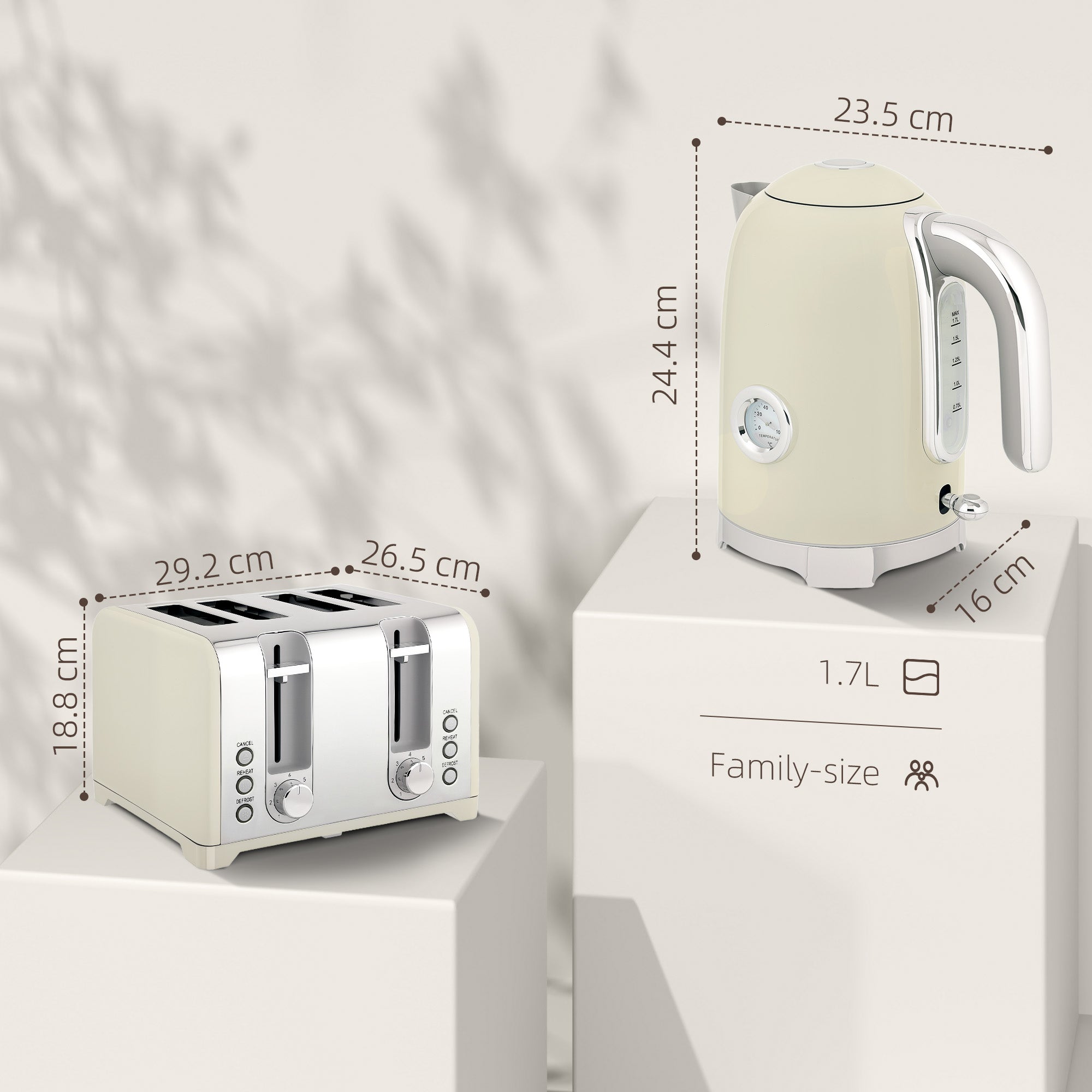 Kozy Retro 3000W Kettle and Toaster Set - Grey