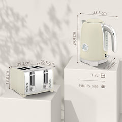 Kozy Retro 3000W Kettle and Toaster Set - Grey