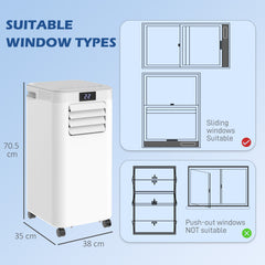 Kozy 8000 BTU Air Conditioning Unit, 3-in-1 Portable Air Conditioner, Dehumidifier, Cooling Fan with Remote Control, Digital Display, 2 Speeds, 24H Timer, Window Venting Kit, 18m²