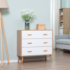 Kozy Chest of Drawers with 3 Drawers, Bedroom Cabinet, Storage Organizer for Living Room, White and Natural