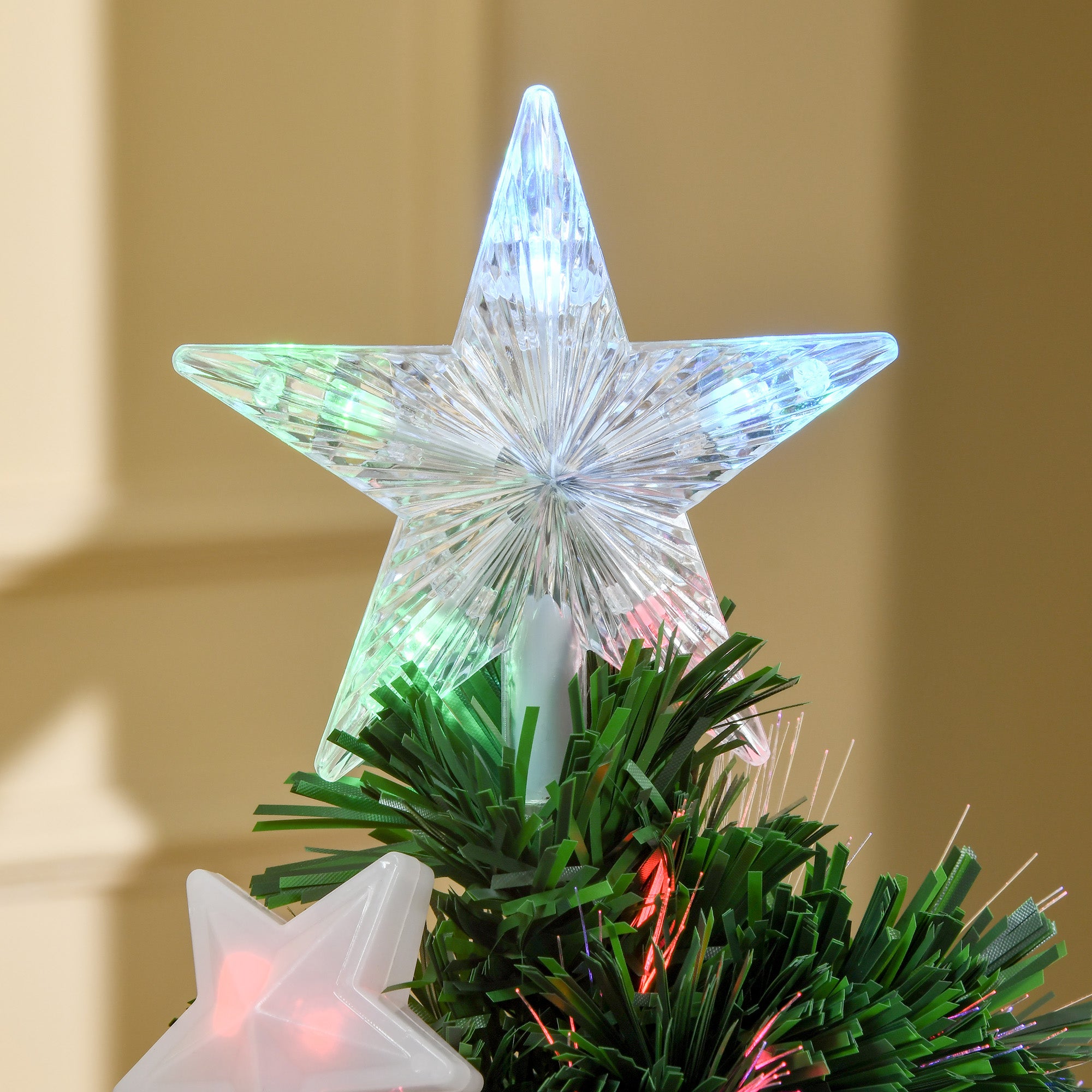 Kozy - 4FT Prelit Artificial Christmas Tree Fibre Optic Star LED Light Holiday Home Xmas Decoration with LED Light for Indoor Party, Green