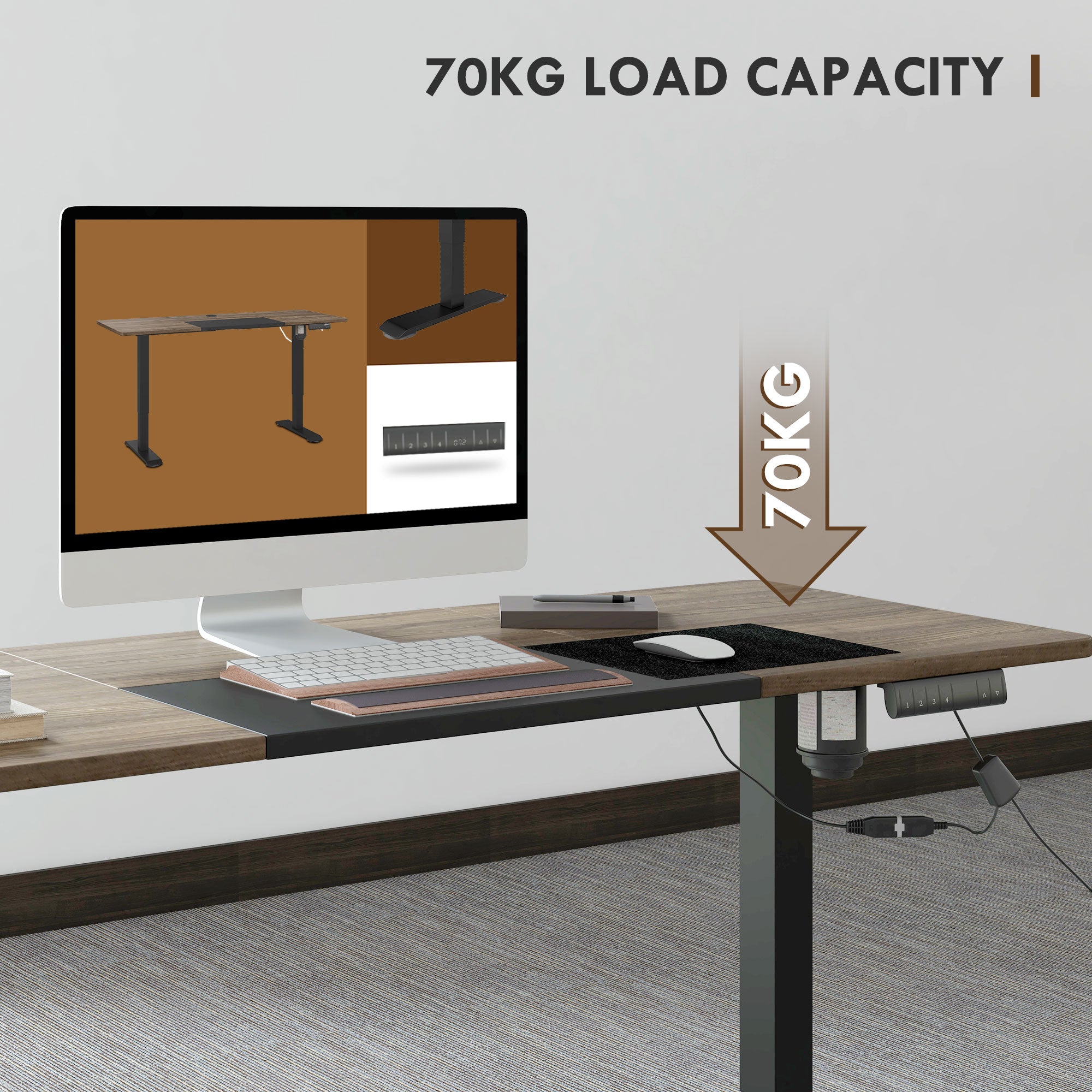 Kozy 72-116cm Adjustable Electric Standing Desk, with LED Display - Black