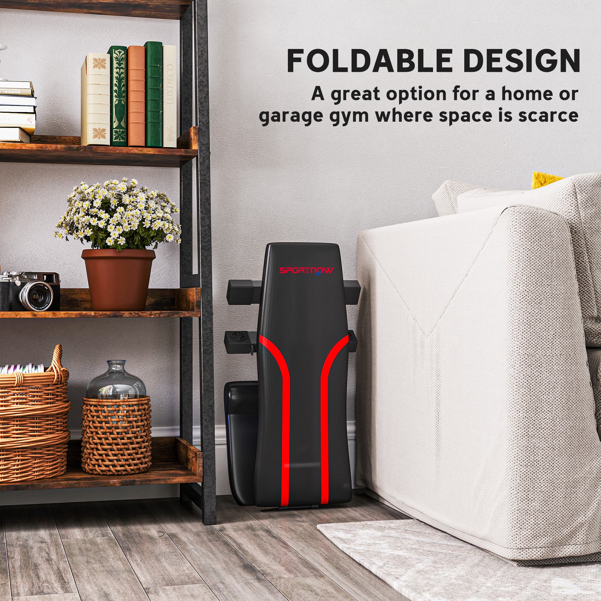 Kozy Foldable Weight Bench, Adjustable Incline Flat Bench Press with 6-Level Backrest, 4-Level Seat, Leg Extension for Home Gym Workout Full Body Strength Training