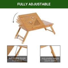 HOMCOM Foldable Laptop Desk Portable Bamboo Laptop Desk with Drawer