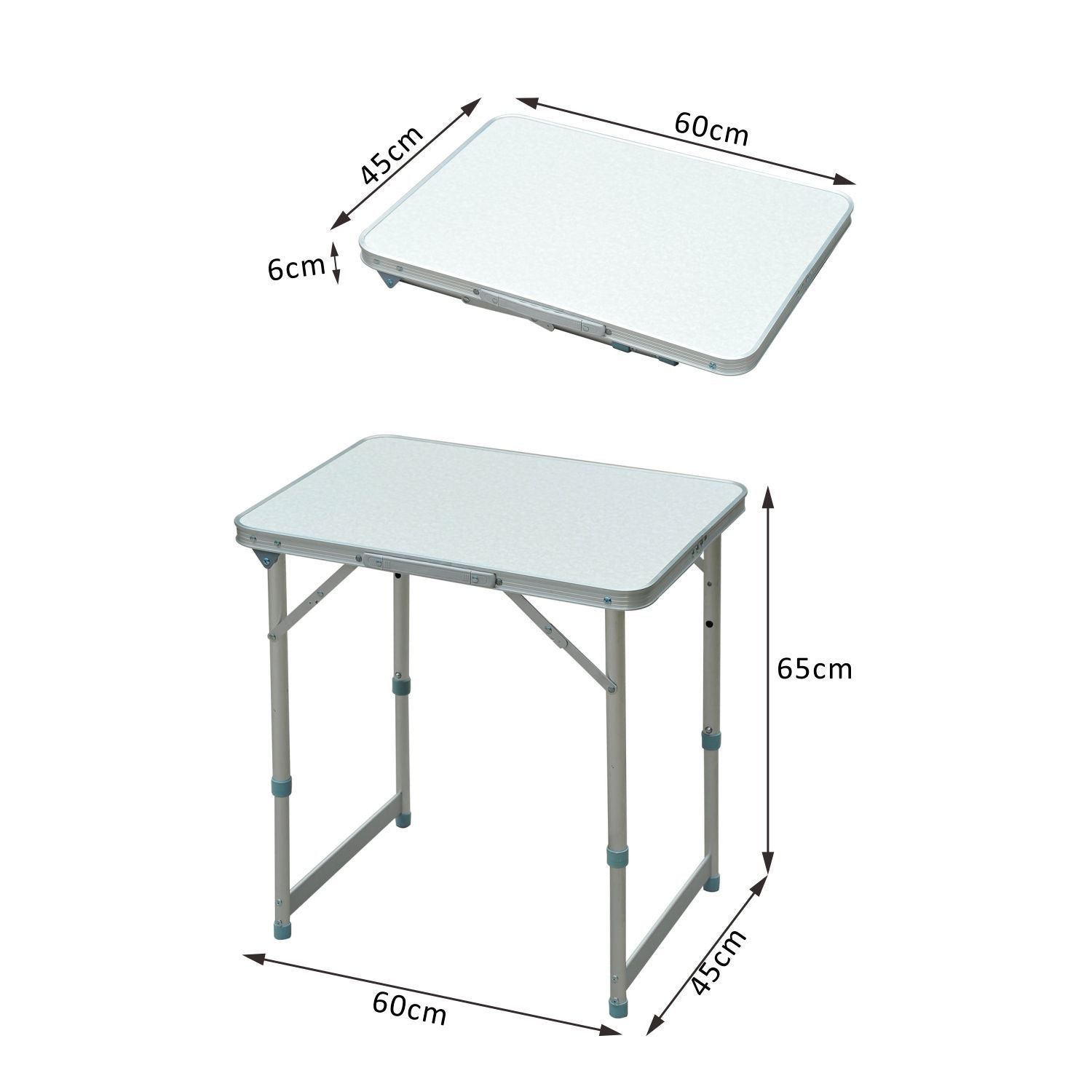 Outsunny Folding Picnic Table, Portable Outdoor Camping Table, Lightweight, Durable Aluminium Frame, Silver